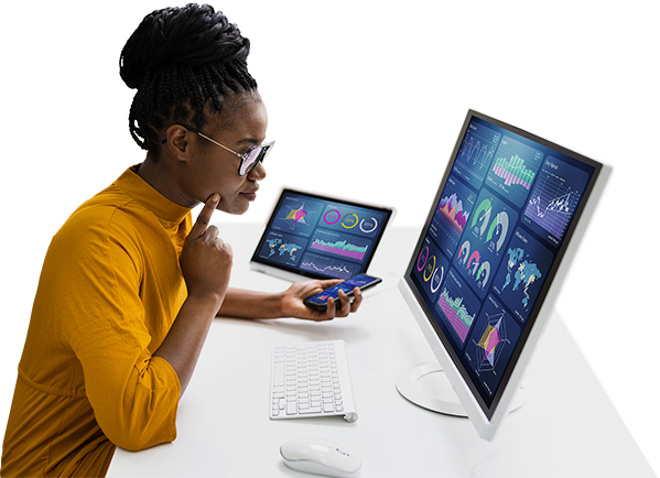 girl computer analytics